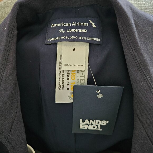 American Airlines Lands End Womens Blazer Size 6 Polyester Wool Blend Dark Navy - Picture 2 of 7